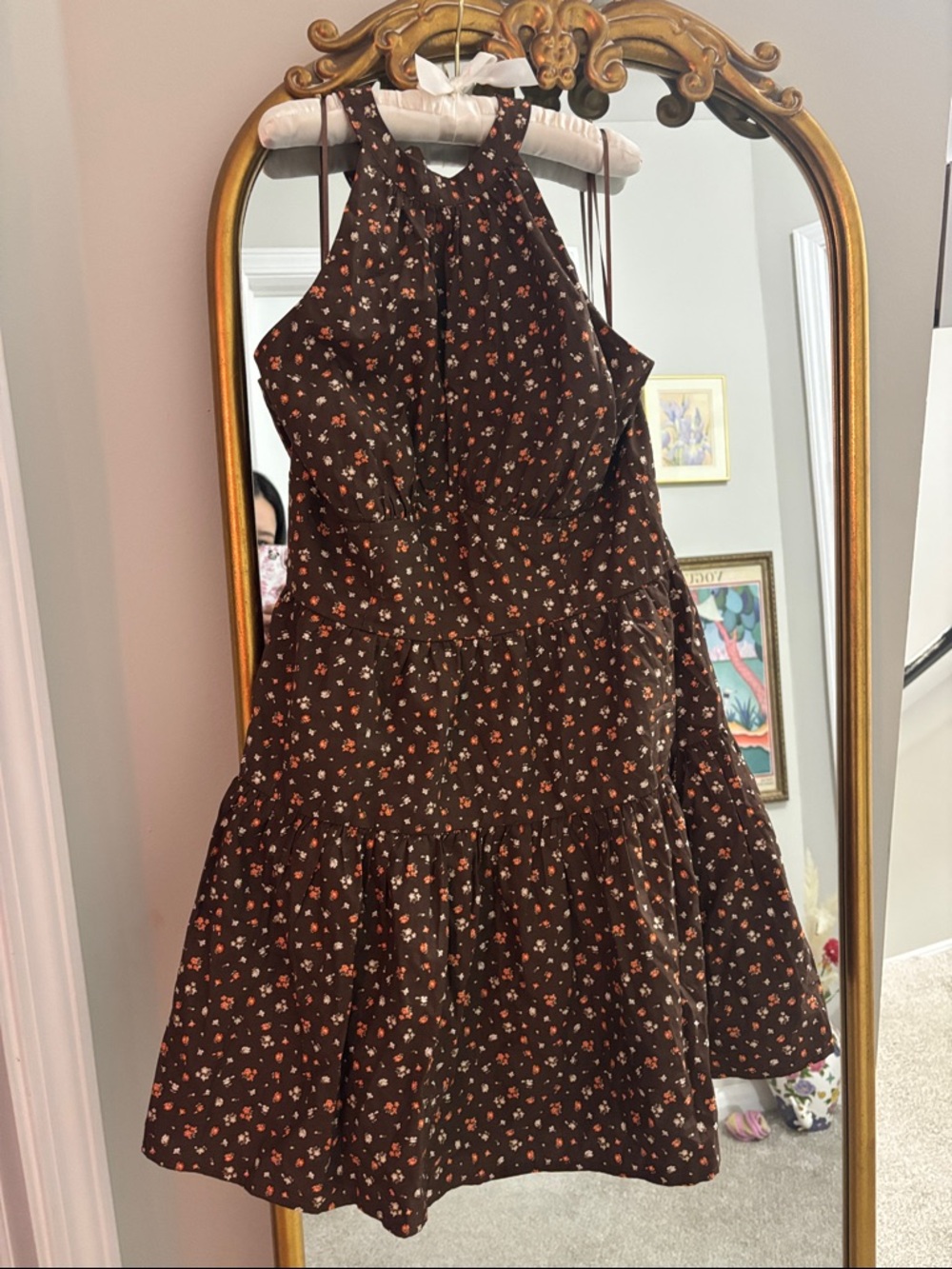 Francesca's Collections Brown Floral Backless Sundress